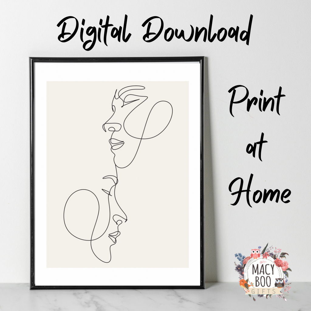 Digital Line Drawing of a Couple – Elegant Minimalist Artwork
