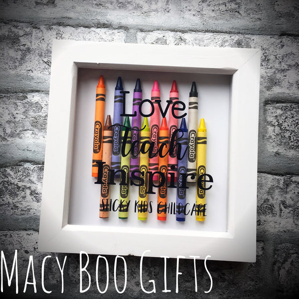 Personalised 6x6 Teacher Crayon Frame – A Unique Gift for Inspiring Educators
