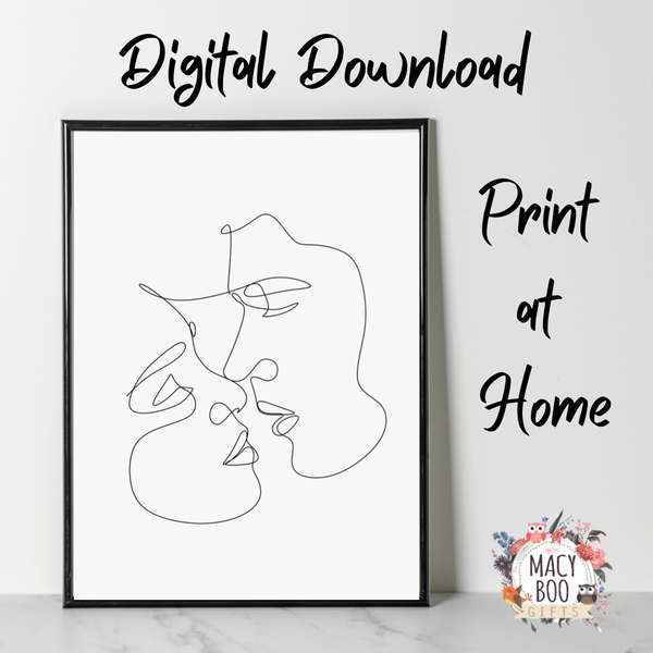 Digital Line Drawing of a Couple – Elegant Minimalist Artwork