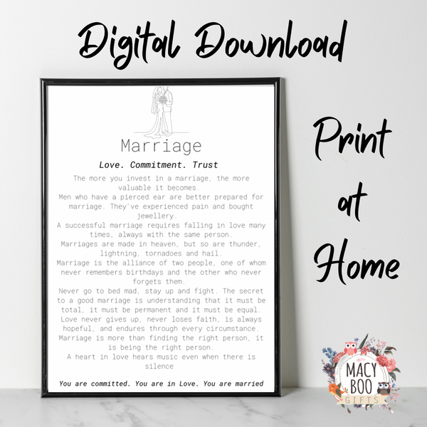 Modern Marriage Digital Wall Art – Instant Download