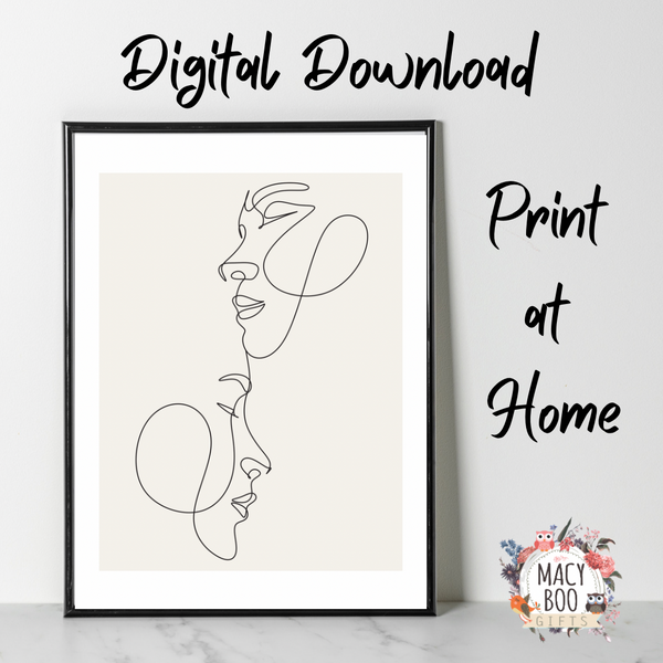Digital Line Drawing of a Couple – Elegant Minimalist Artwork